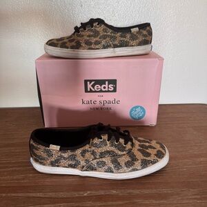 Women’s Keds X Kate Spade New York Champion Glitter Leopard Sneakers Size 5M